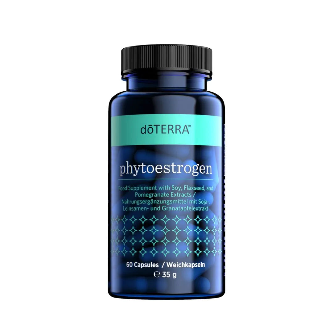 Frasco de complexo essential de Fitoestrogenio da doTERRA em fundo branco