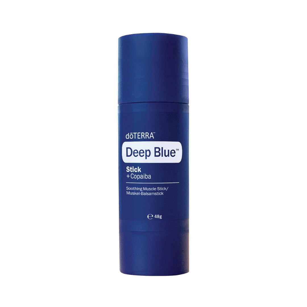 Stick Deep Blueda doTERRA em fundo branco