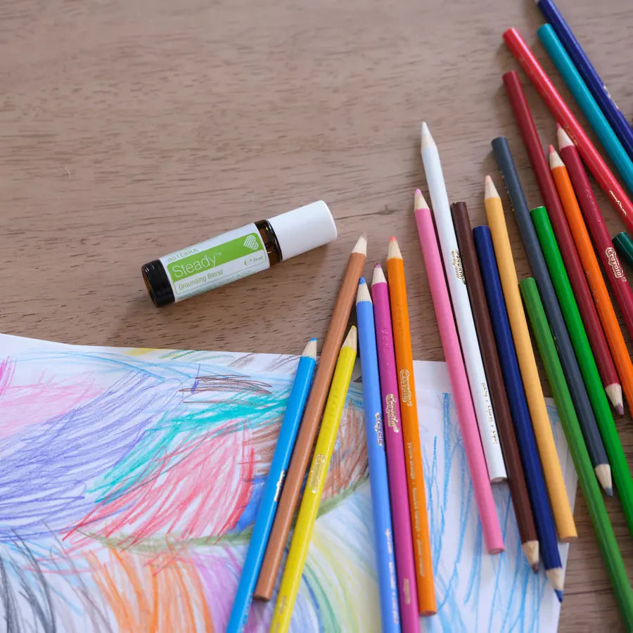 Steady doTERRA 10ml roll-on — lápis de cores e desenho de criança, mistura de enraizamento, óleo essencial puro CPTG