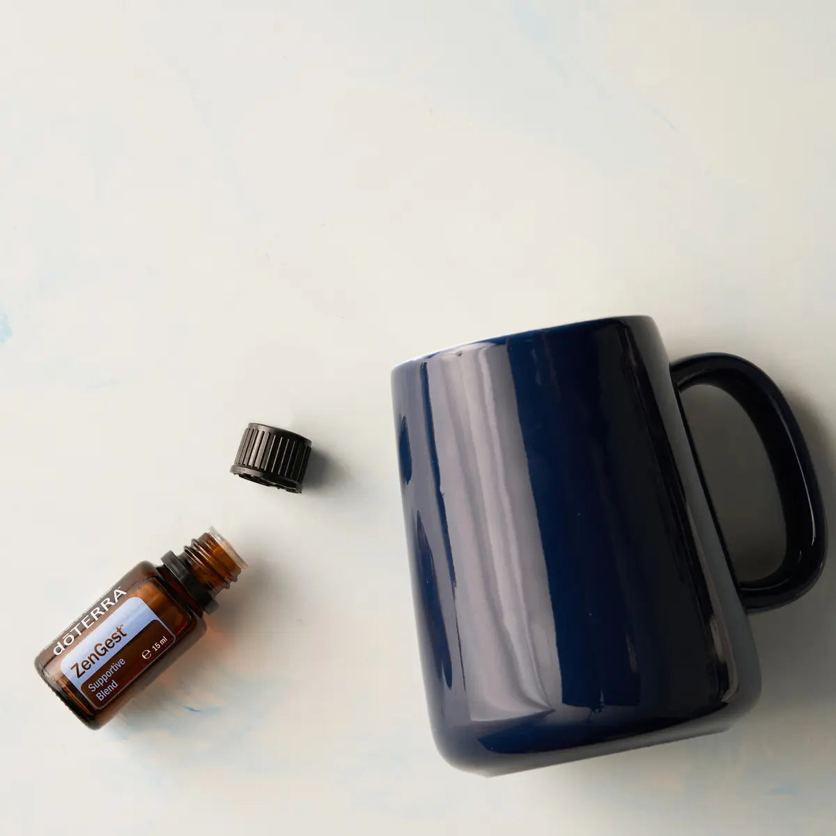 ZenGest doTERRA 15ml — frasco com chávena azul, óleo essencial digestivo puro CPTG, aromaterapia