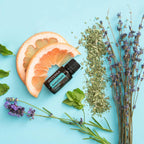 AromaTouch doTERRA 15ml frasco fundo turquesa toranja lavanda hortã, aromaterapia massagem