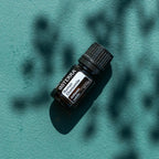 Óleo Essencial Camomila Romana doTERRA 5ml — fundo teal com sombras de folhas e luz solar, CPTG puro doTERRA