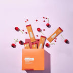 MetaPWR Advantage doTERRA sabor cereja — saquetas em estúdio, segunda variante, suplemento anti-envelhecimento natural
